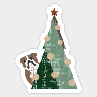 Minimal Christmas English Bulldog Sticker